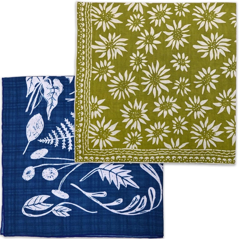 Acigbetter 2 Pack Soft Cotton-Blend Bandana for Women and Men, 21.6''x 21.6'' Neck Head Scarf Summer Thin Bandana Headband - Image 1